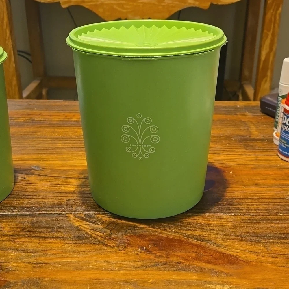Tupperware Green Cannister Set 3 Pieces with Lids